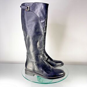 Cole Haan Harrington Knee High Riding Boot Black Leather equestrian W12033